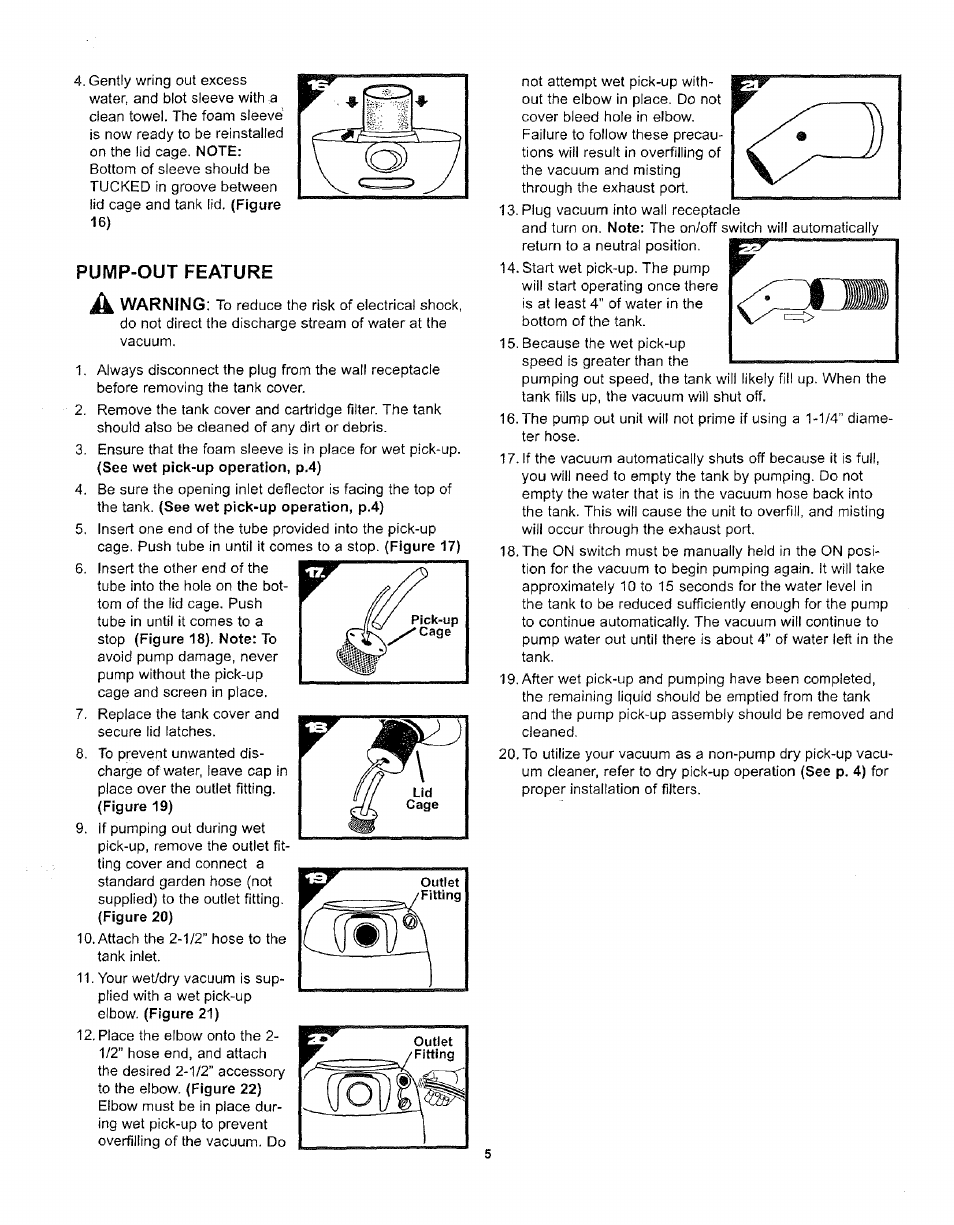 Pump-out feature warning | Craftsman 338.17923 User Manual | Page 5 / 7
