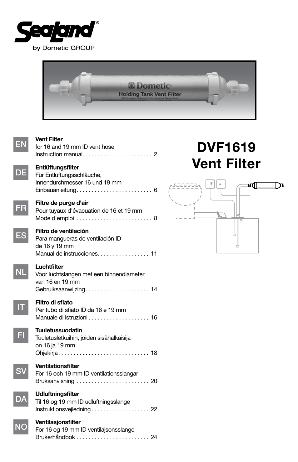 SeaLand DVF1619 Vent Filter User Manual | 28 pages