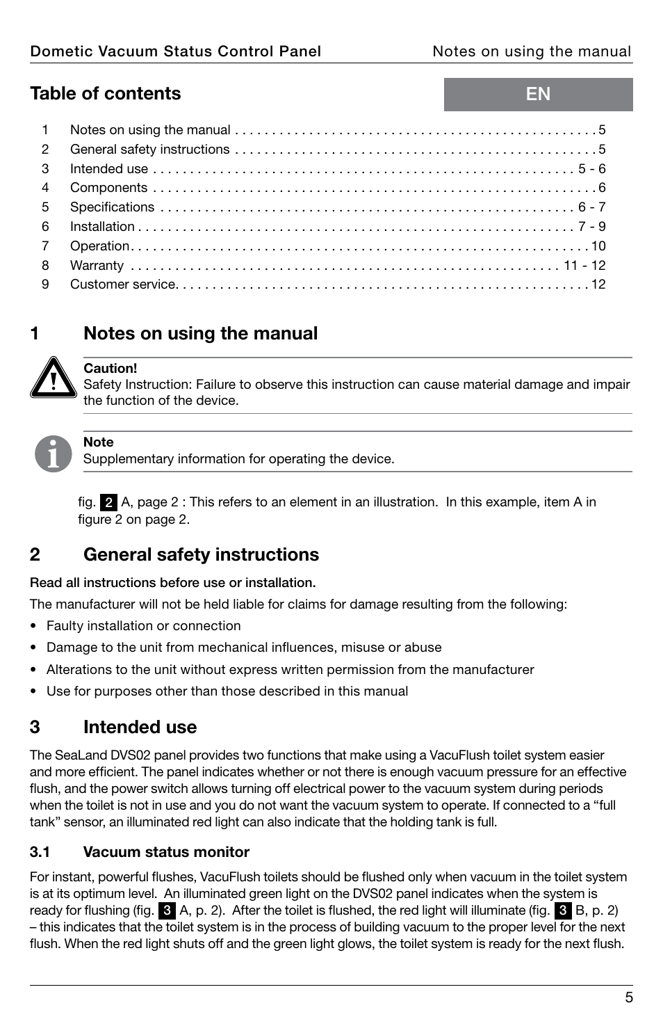 SeaLand DVS02 Vacuum Status Control User Manual | Page 5 / 12
