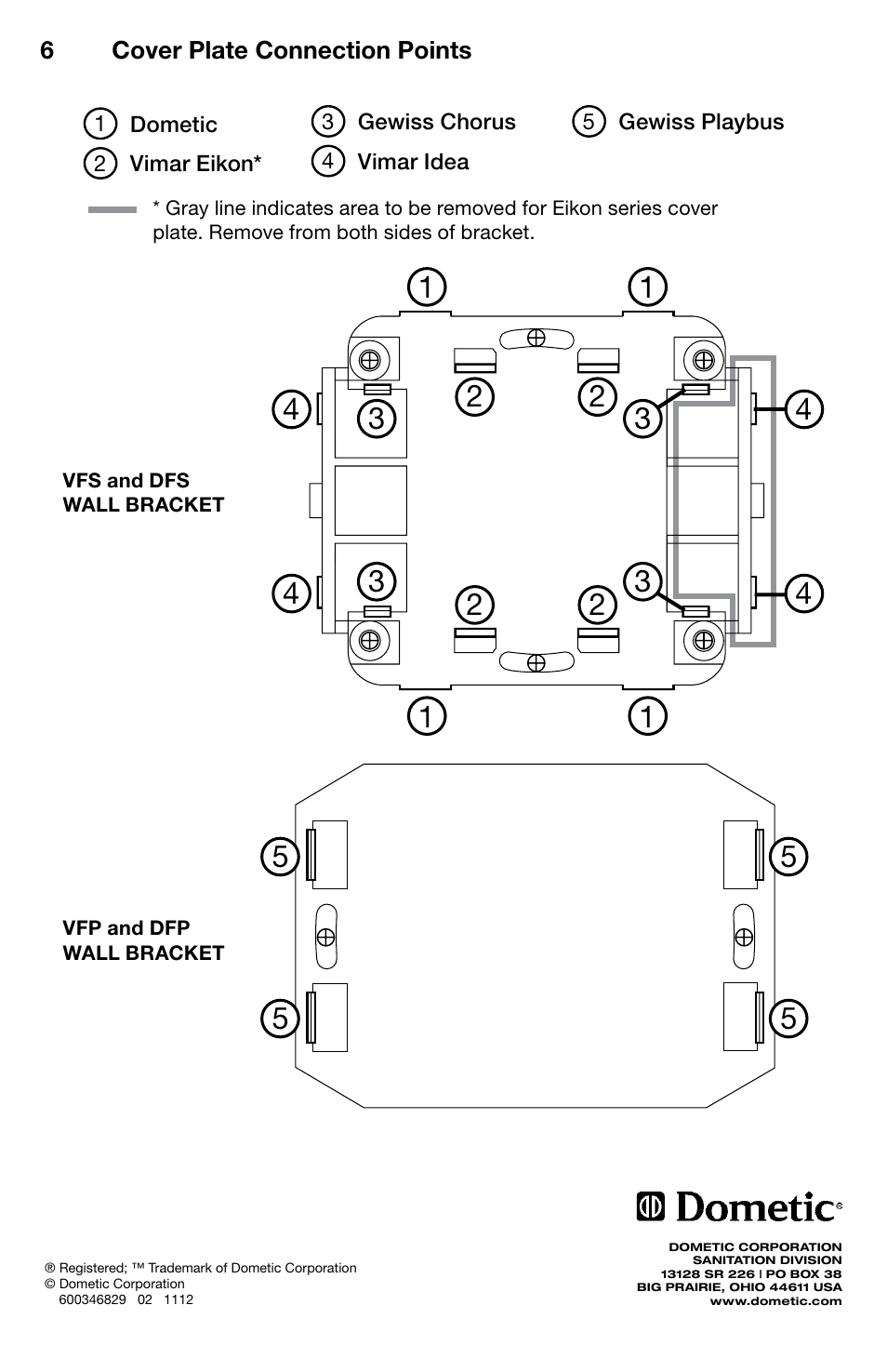 Cover plate connection points | SeaLand DFP flush switches User Manual | Page 8 / 8
