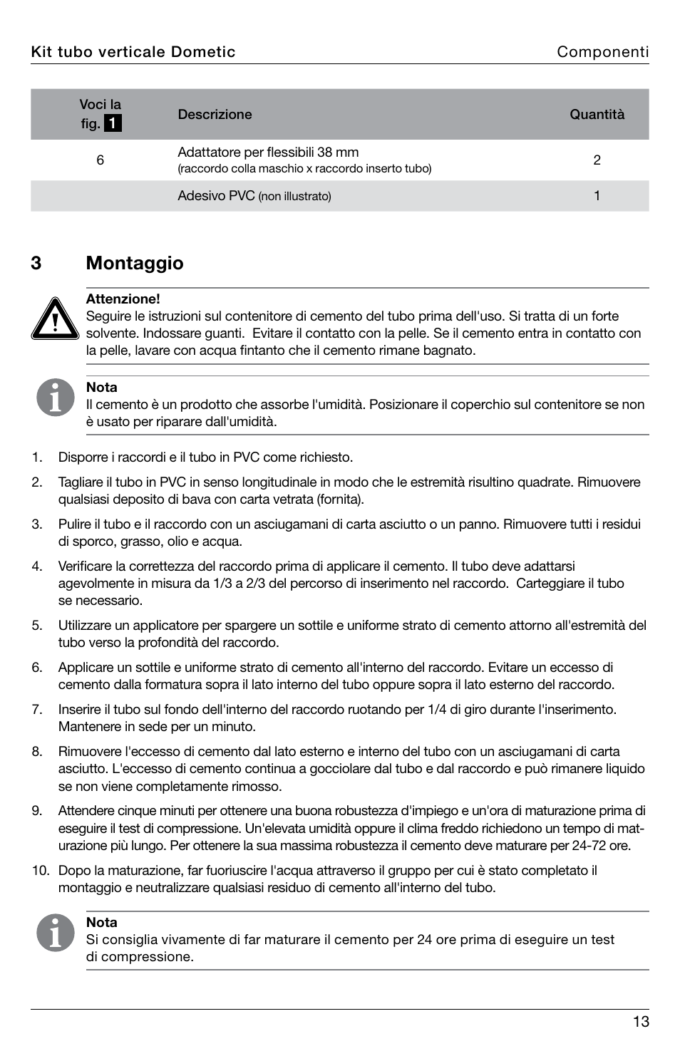 3montaggio | SeaLand Standpipe Kit User Manual | Page 13 / 24