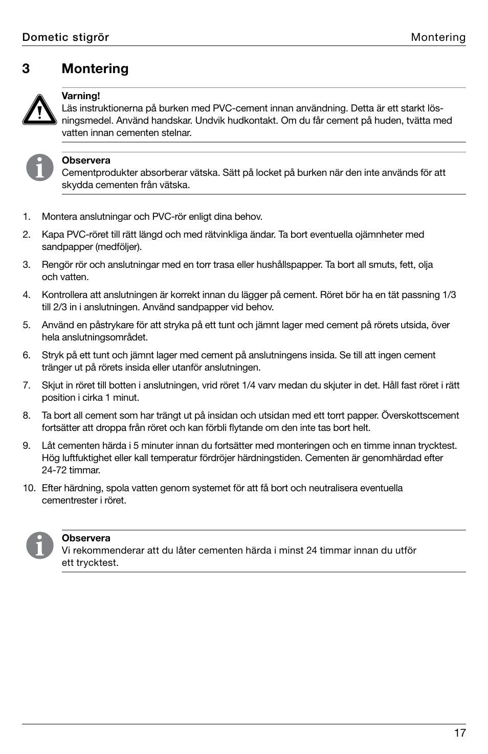 3montering | SeaLand Standpipe Kit User Manual | Page 17 / 24