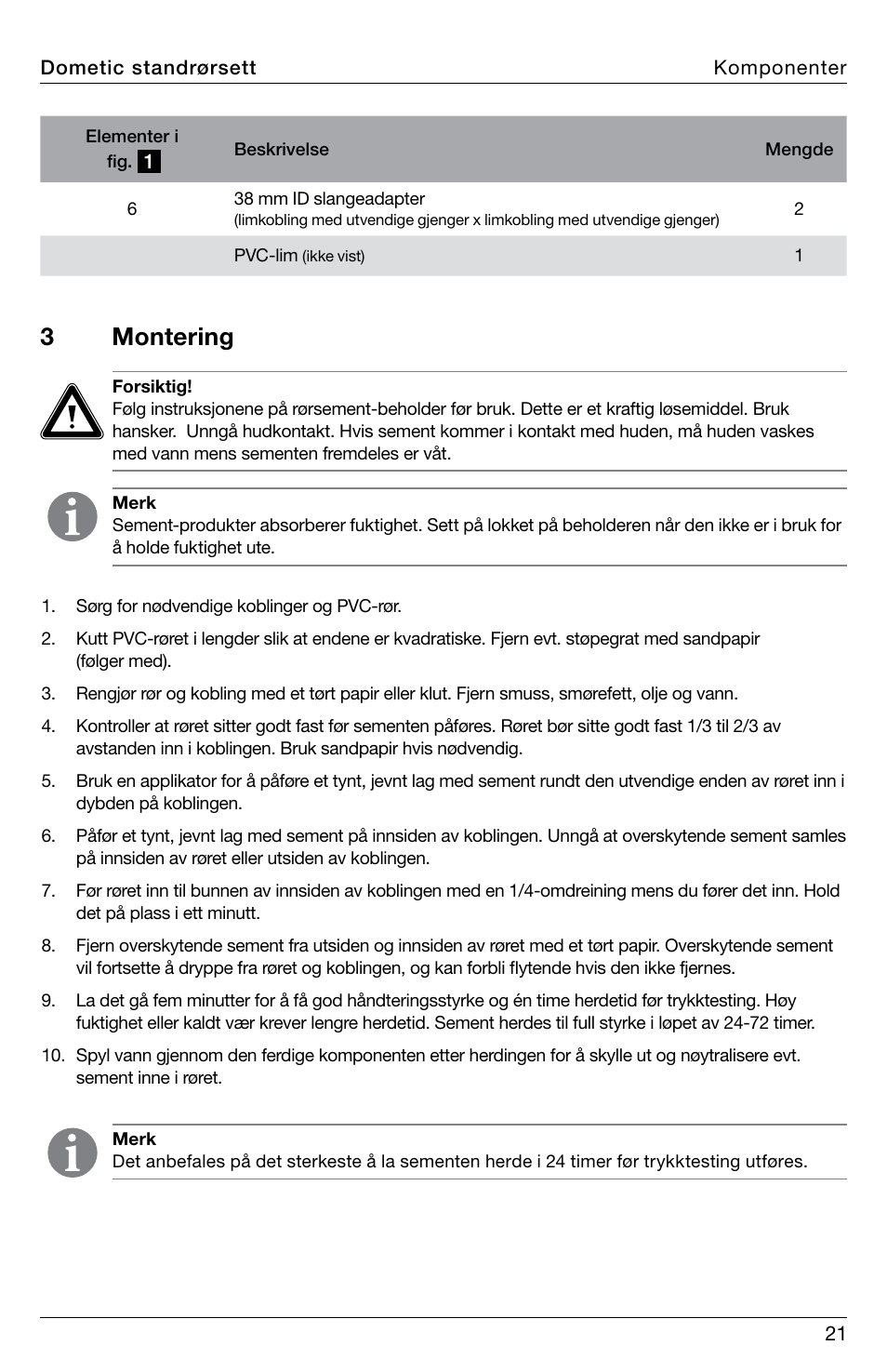 3montering | SeaLand Standpipe Kit User Manual | Page 21 / 24