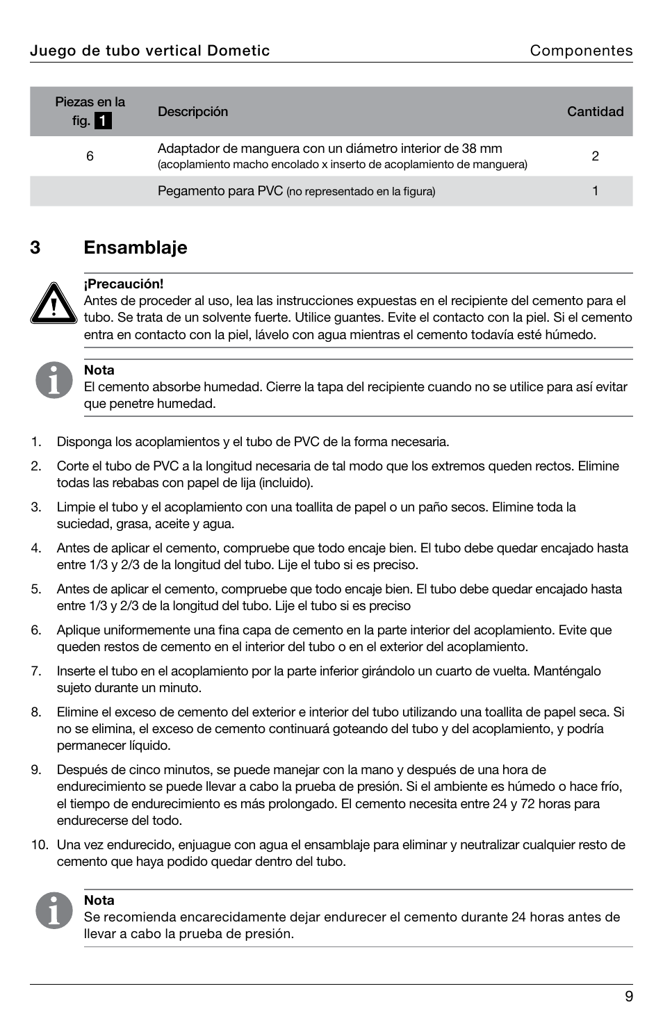 3ensamblaje | SeaLand Standpipe Kit User Manual | Page 9 / 24