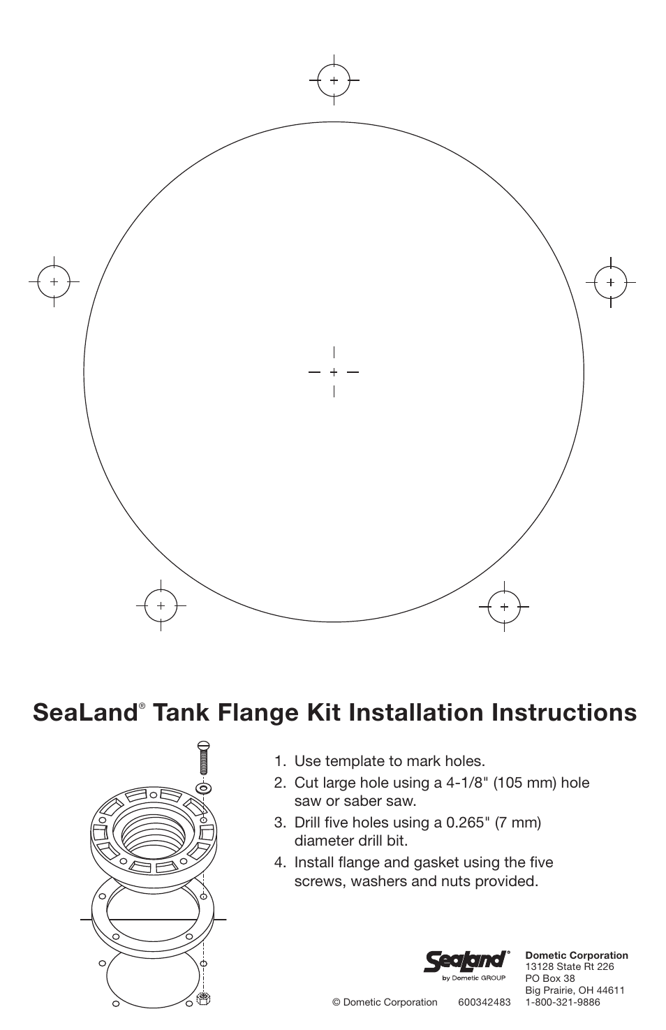 SeaLand Tank Flange User Manual | 1 page