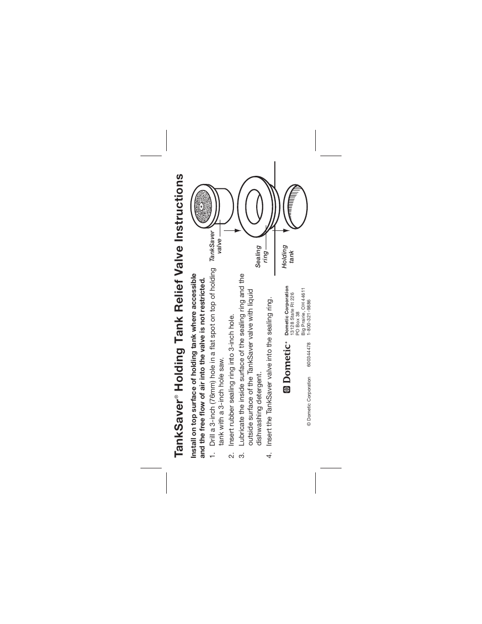 SeaLand TankSaver Relief Valve User Manual | 1 page