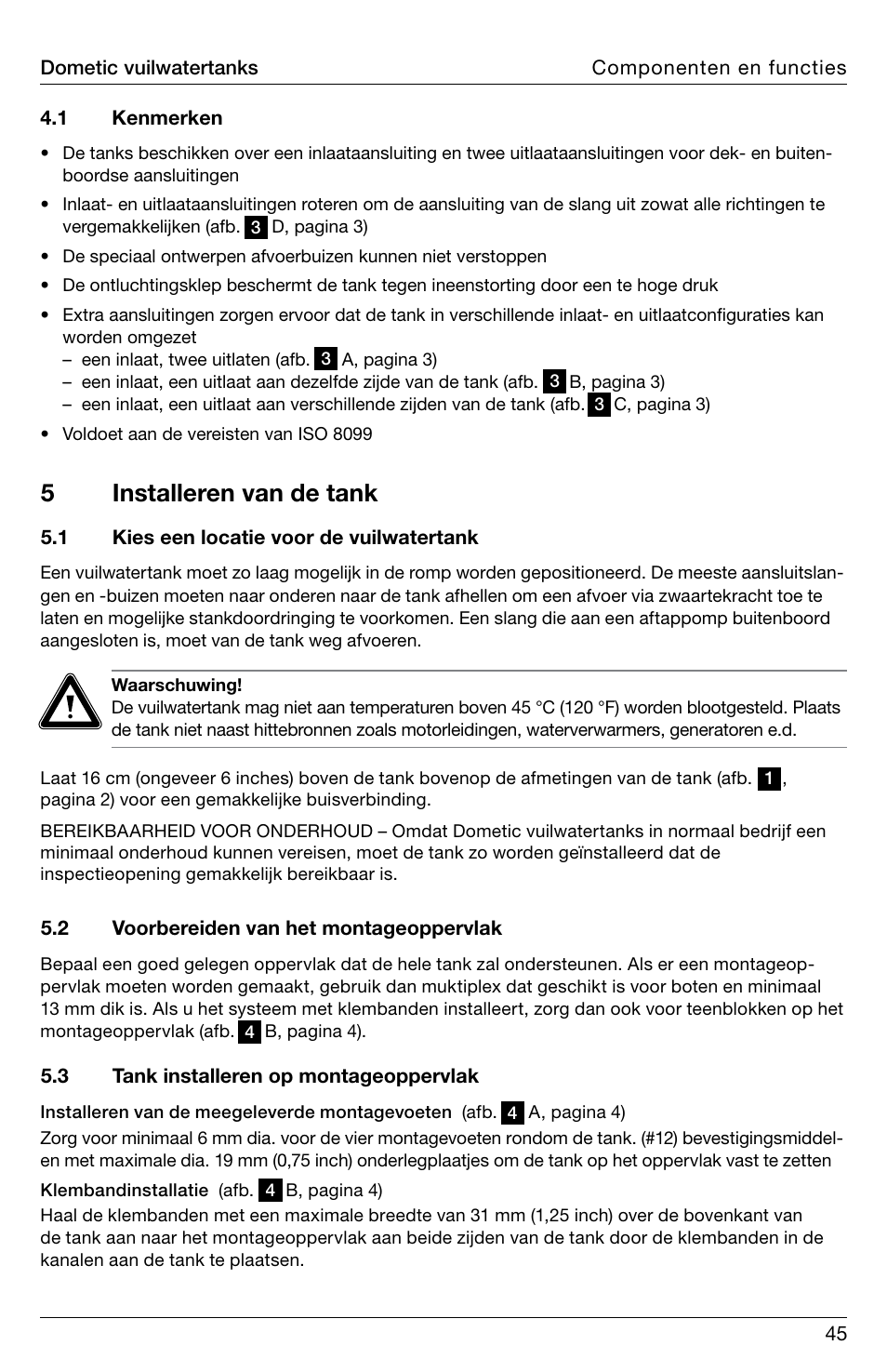 5installeren van de tank | SeaLand DHT-L Series Holding Tank User Manual | Page 45 / 92