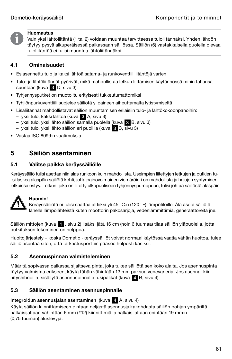 5säiliön asentaminen | SeaLand DHT-L Series Holding Tank User Manual | Page 61 / 92