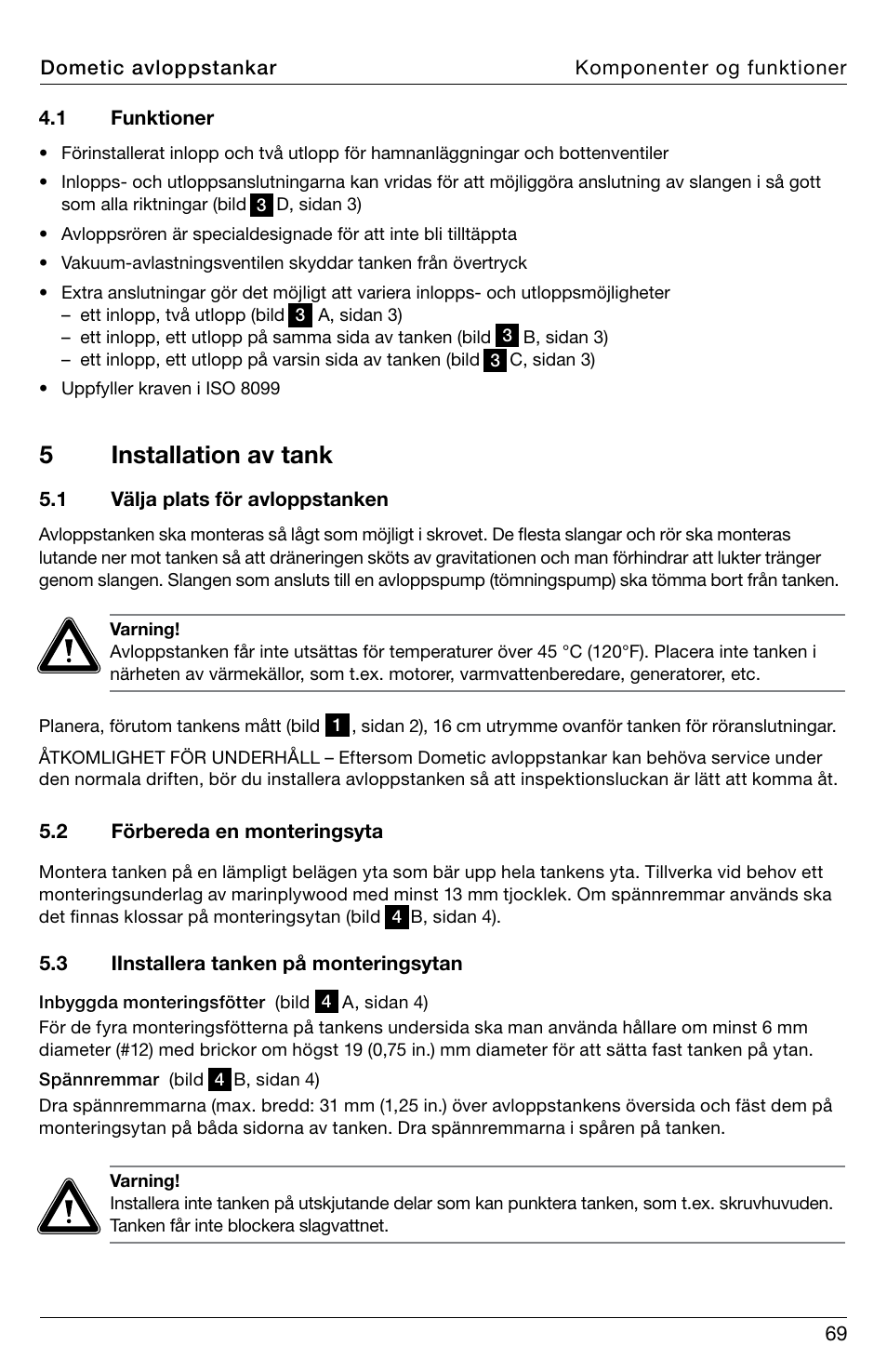5installation av tank | SeaLand DHT-L Series Holding Tank User Manual | Page 69 / 92