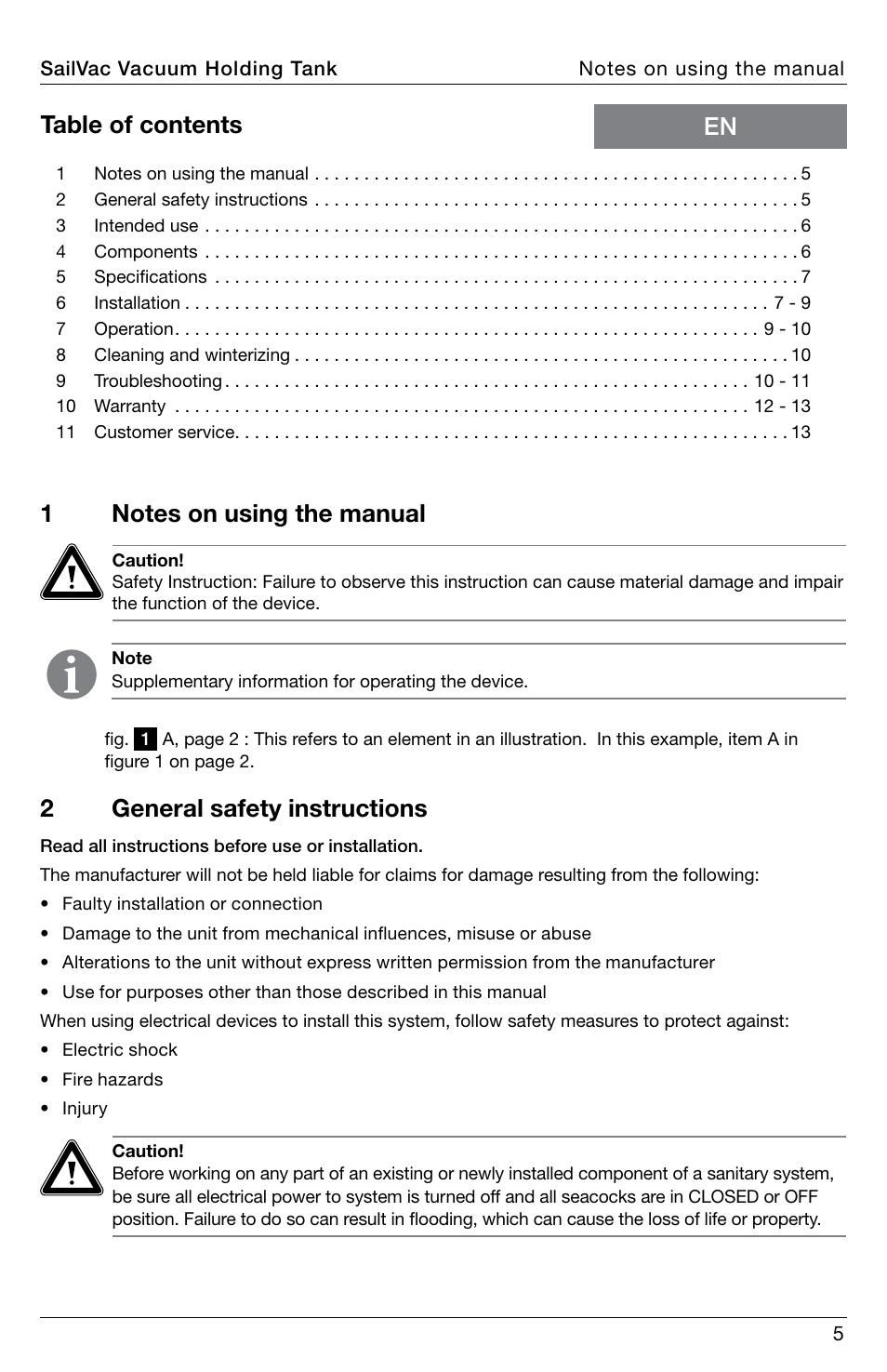 SeaLand SailVac VHT 5200 User Manual | Page 5 / 16