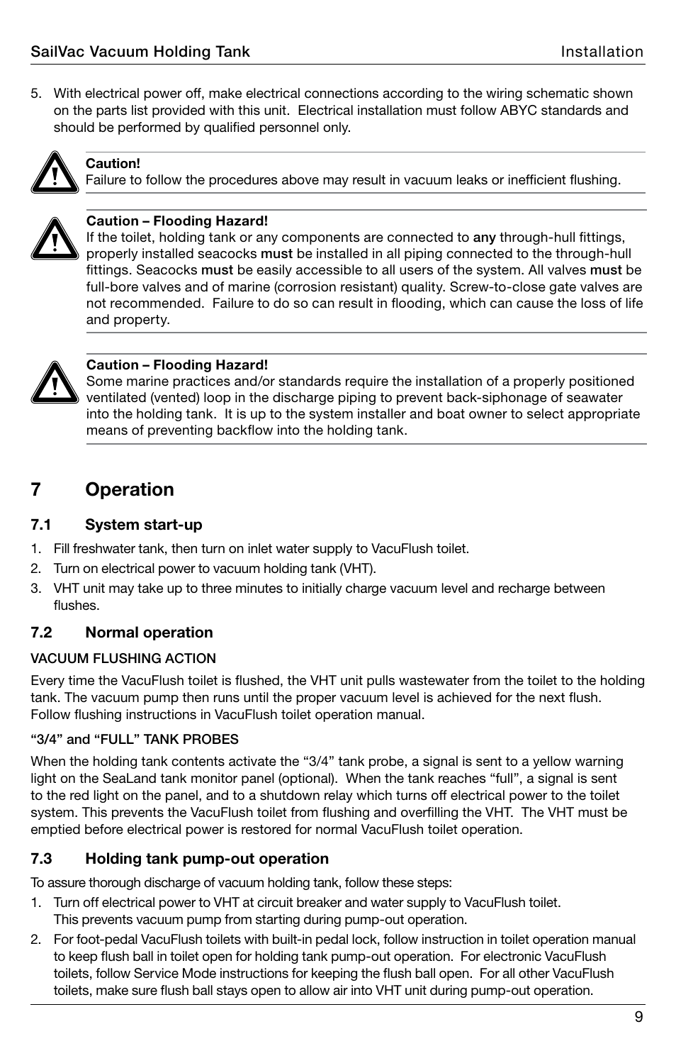 Operation, 7 operation | SeaLand SailVac VHT 5200 User Manual | Page 9 / 16