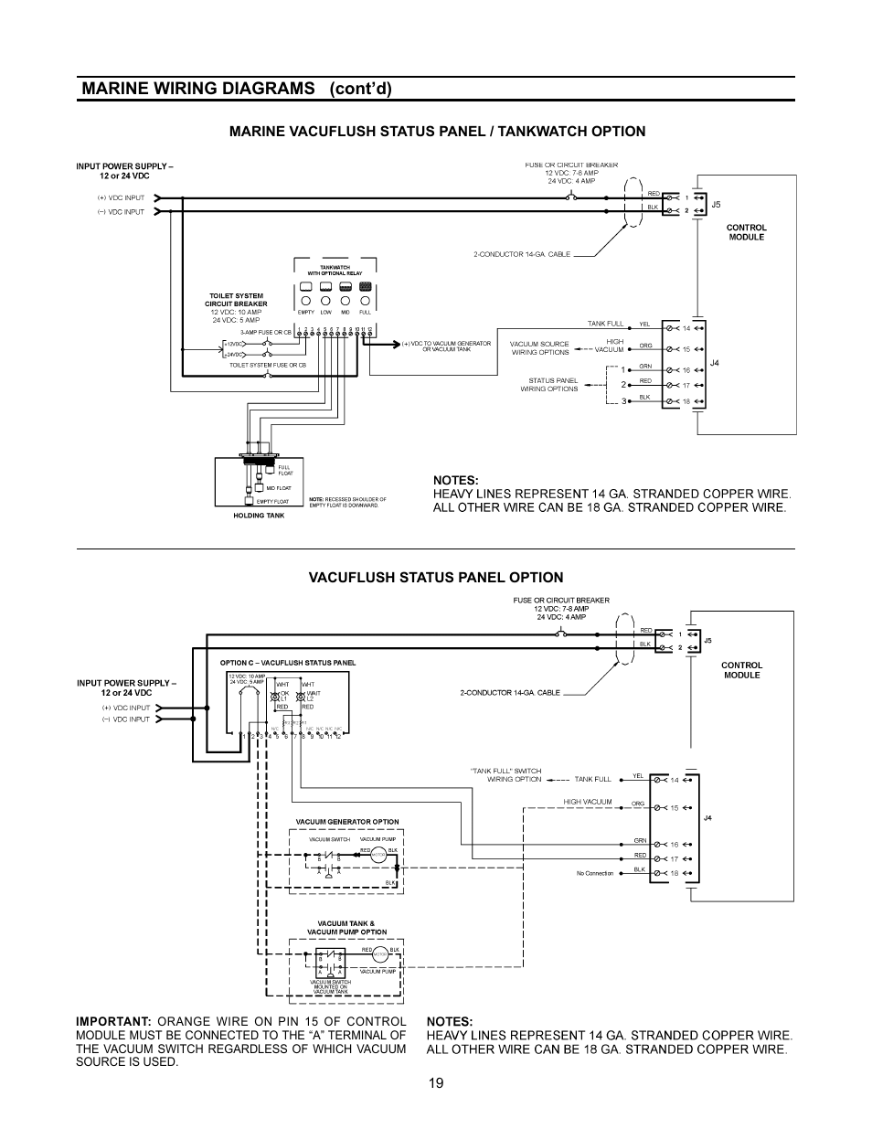 Marine wiring diagrams (cont’d) | SeaLand VacuFlush 3400 Series Toilets User Manual | Page 19 / 24