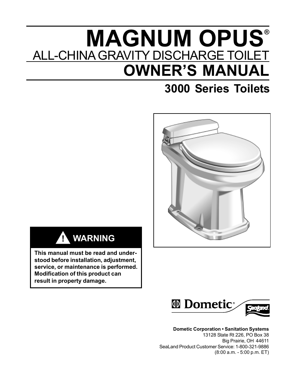 SeaLand Magnum Opus 3000 Series Toilets User Manual | 16 pages