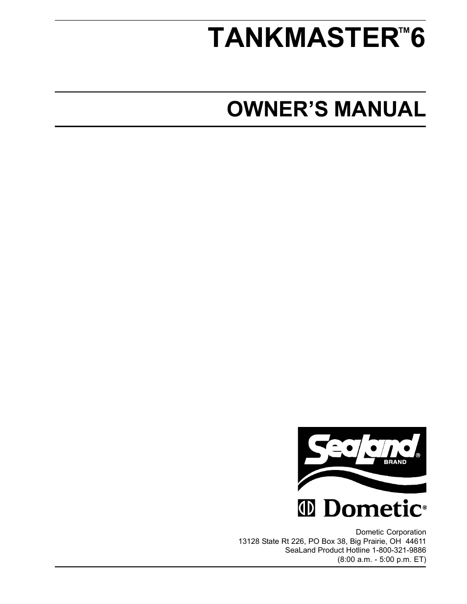 SeaLand TankMaster 6 User Manual | 12 pages