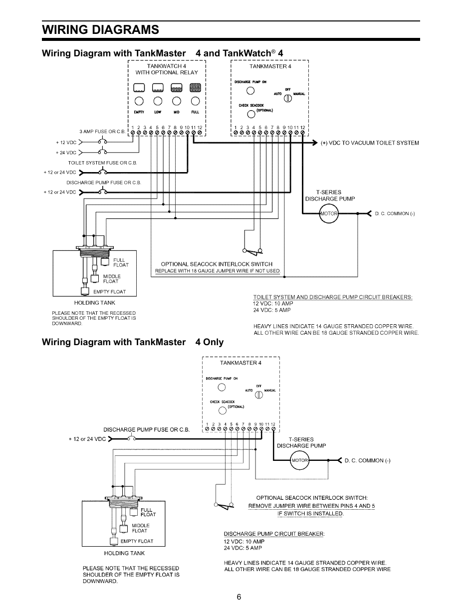 Wiring diagrams | SeaLand TankMaster 6 User Manual | Page 6 / 12