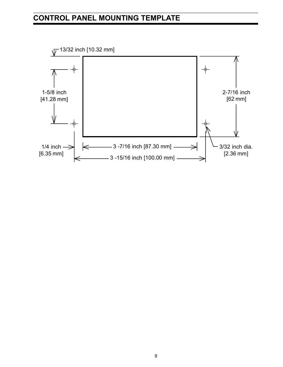 Control panel mounting template | SeaLand TankMaster 6 User Manual | Page 9 / 12