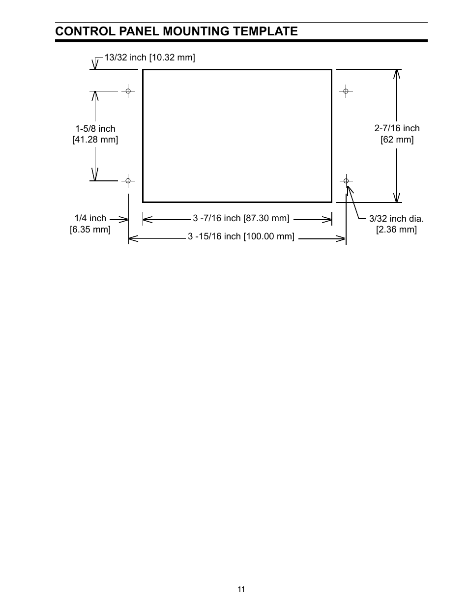 Control panel mounting template | SeaLand TankMaster 4 User Manual | Page 11 / 12