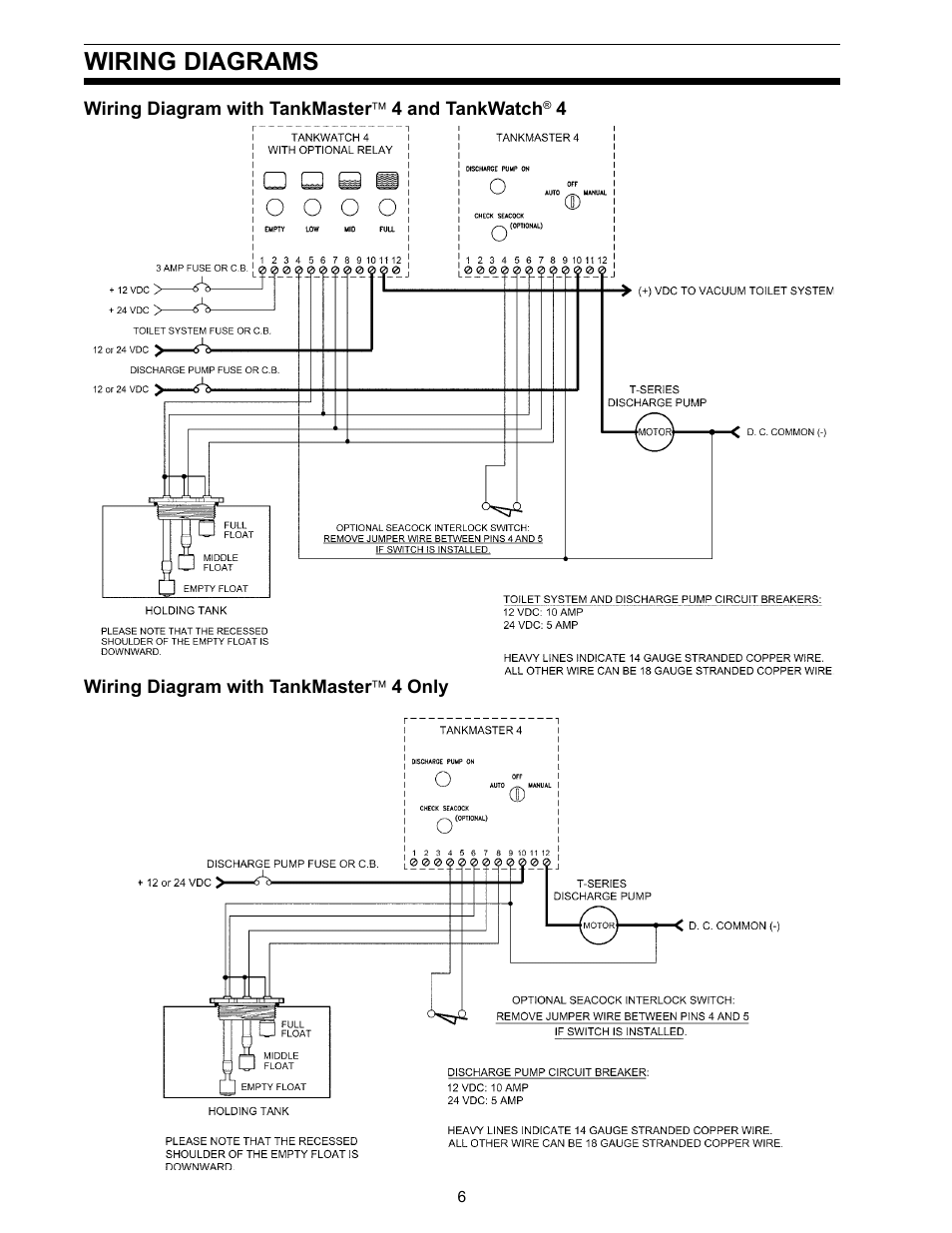 Wiring diagrams | SeaLand TankMaster 4 User Manual | Page 6 / 12