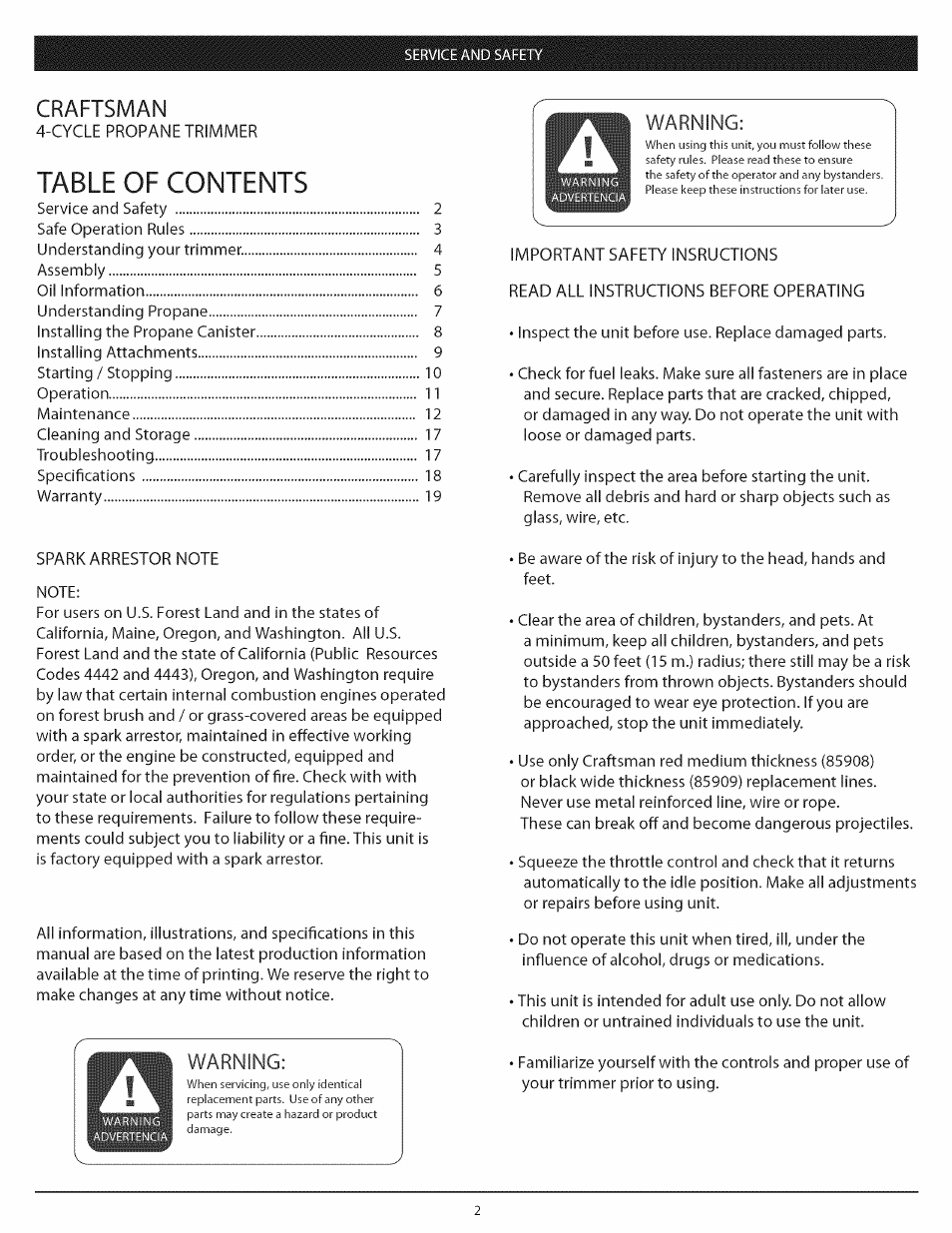 Craftsman 104.79212 User Manual | Page 2 / 20