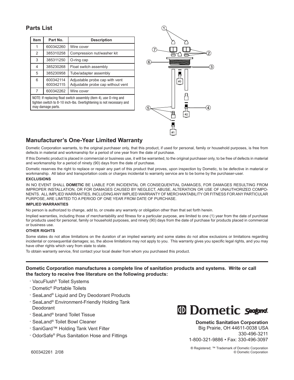 SeaLand TankWatch 3 Level Monitoring System User Manual | Page 2 / 2