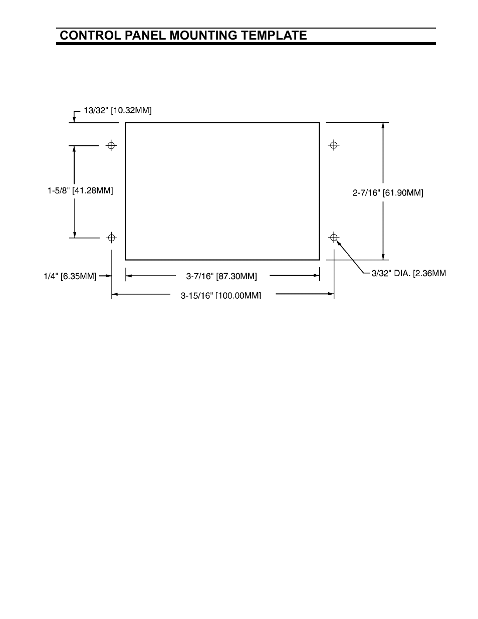 Control panel mounting template | SeaLand TankWatch 4 Level Monitoring System User Manual | Page 9 / 9