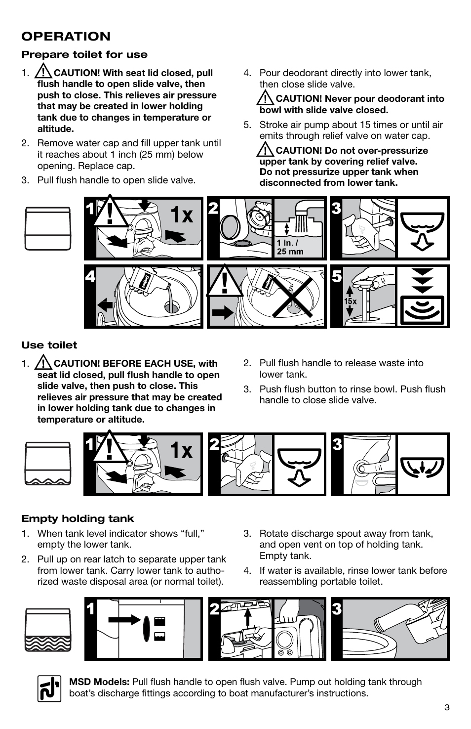 Operation | SeaLand 976 Portable Toilets User Manual | Page 3 / 20