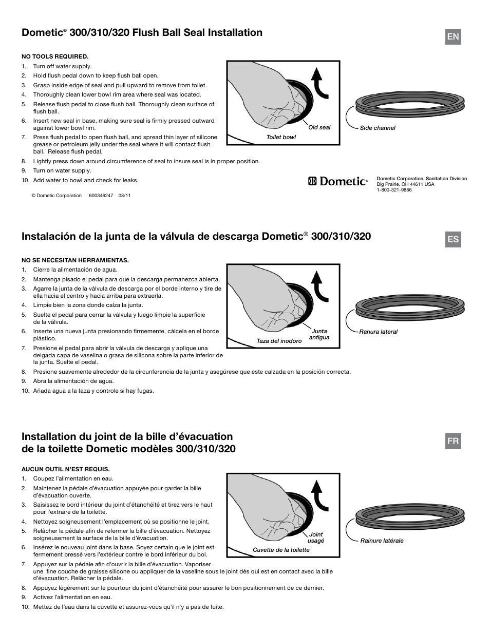 SeaLand Dometic 320 Flush Ball Seal User Manual | 1 page