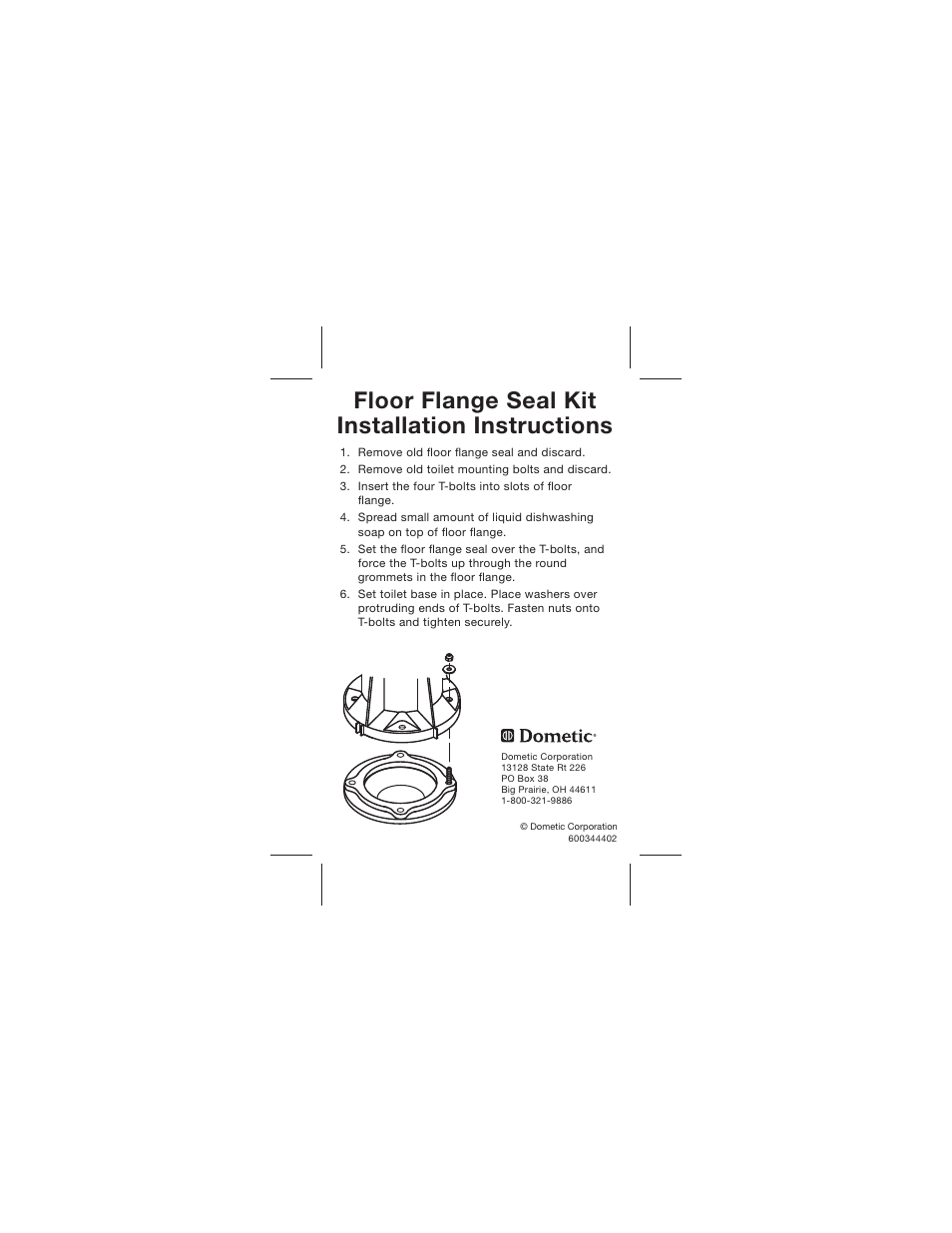 SeaLand Floor Flange Seal Kit User Manual | 1 page