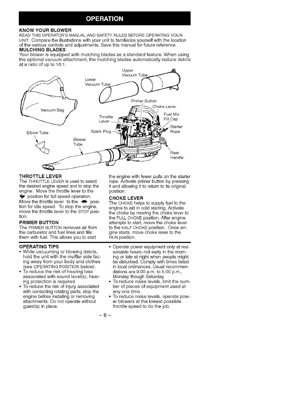 Operation | Craftsman 358.794964 User Manual | Page 8 / 36