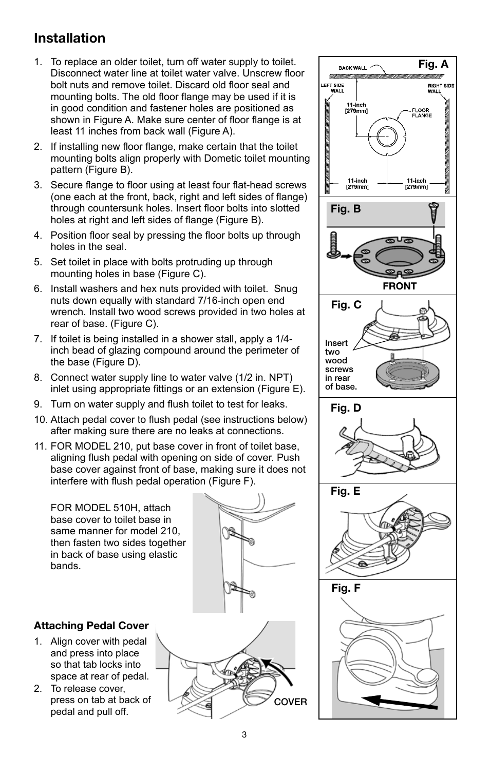 Installation | SeaLand 510H Gravity Discharge Toilet User Manual | Page 3 / 8