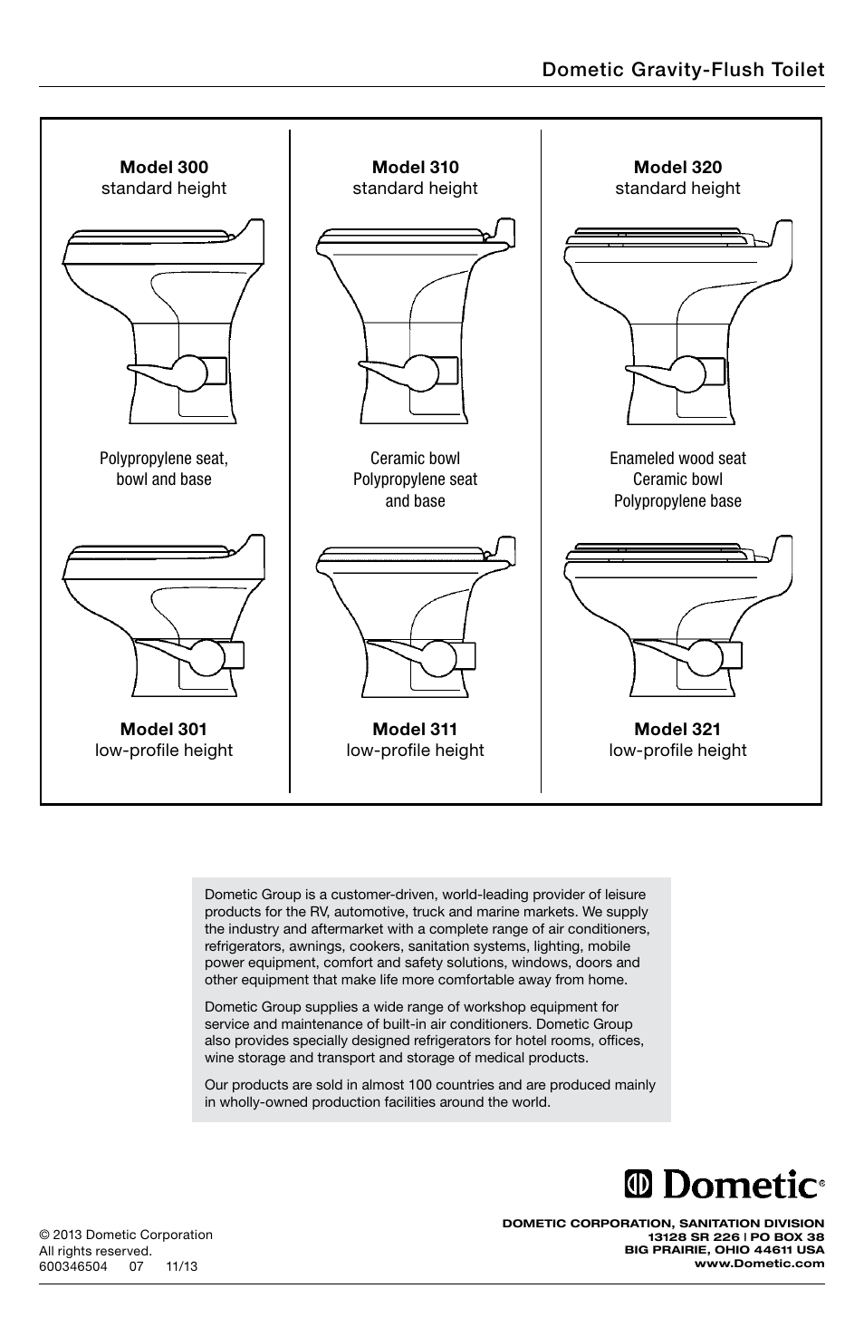 Dometic group | SeaLand 320 Series RV Toilet User Manual | Page 16 / 16