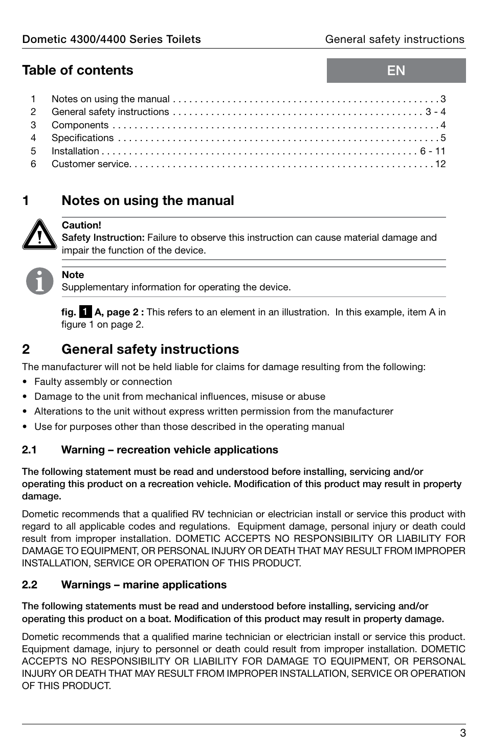 SeaLand 4400 Series Toilet Installation User Manual | Page 3 / 12