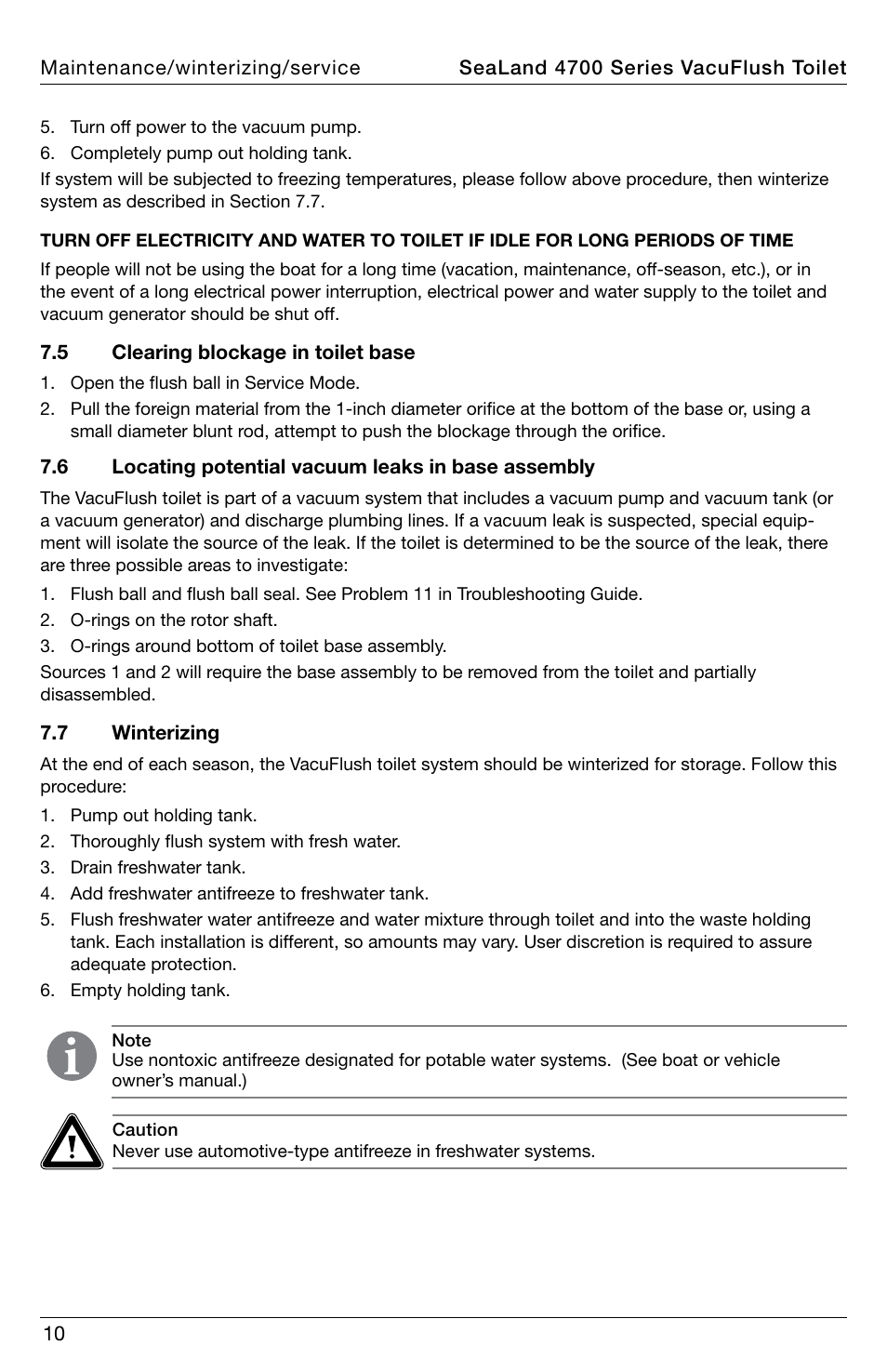 SeaLand 4700 Series VacuFlush Operation Manual User Manual | Page 10 / 20
