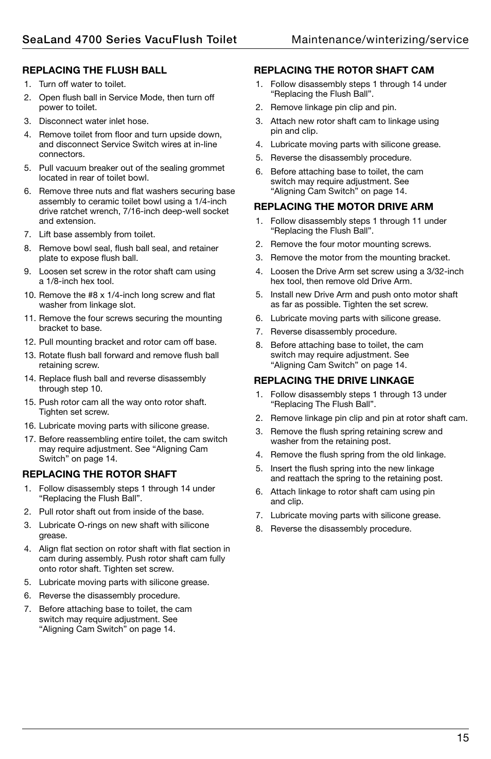 SeaLand 4700 Series VacuFlush Operation Manual User Manual | Page 15 / 20