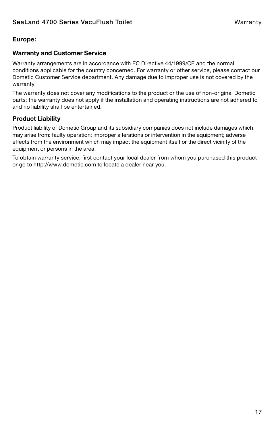 SeaLand 4700 Series VacuFlush Operation Manual User Manual | Page 17 / 20