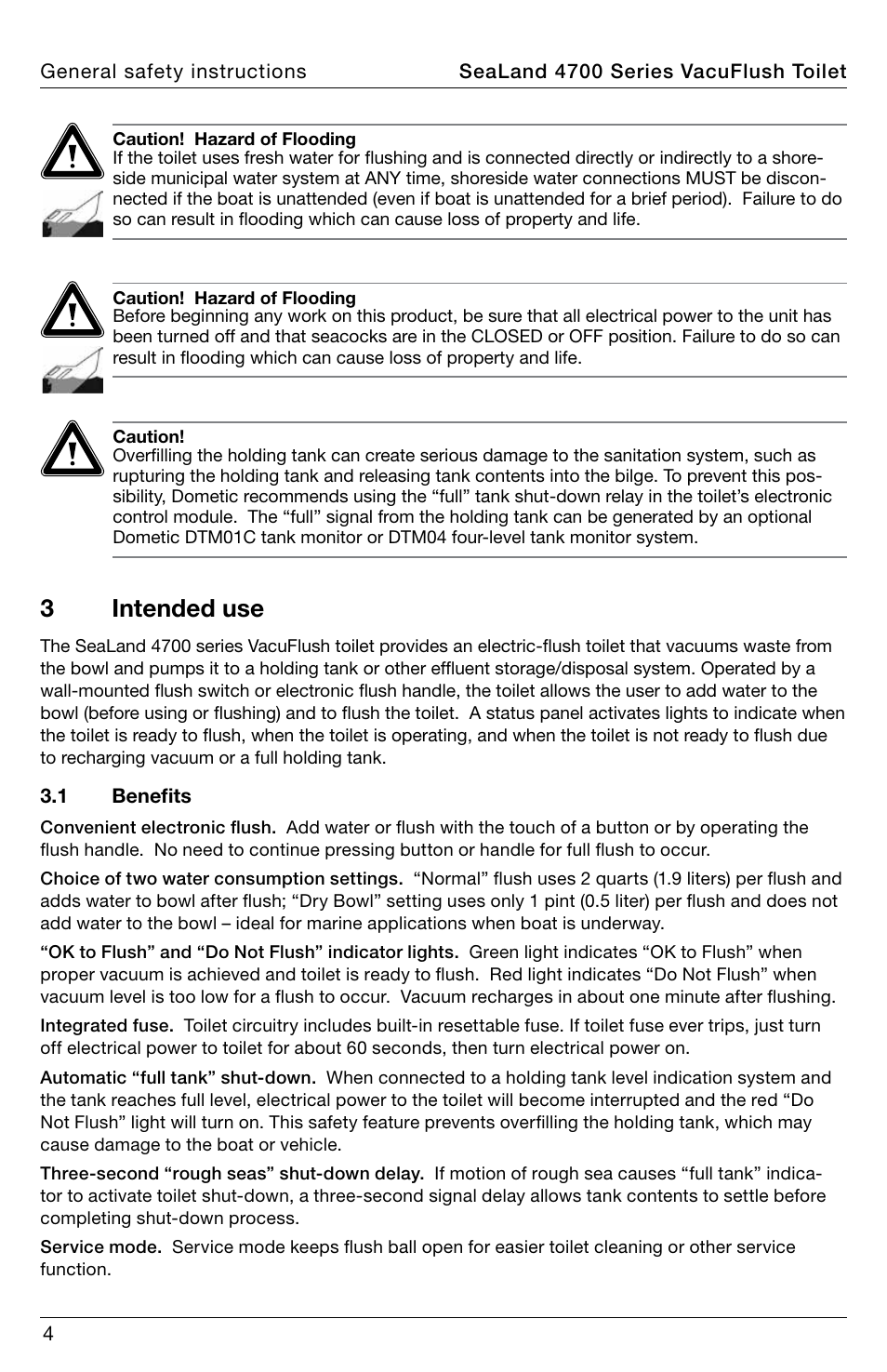 Intended use, 3intended use | SeaLand 4700 Series VacuFlush Operation Manual User Manual | Page 4 / 20