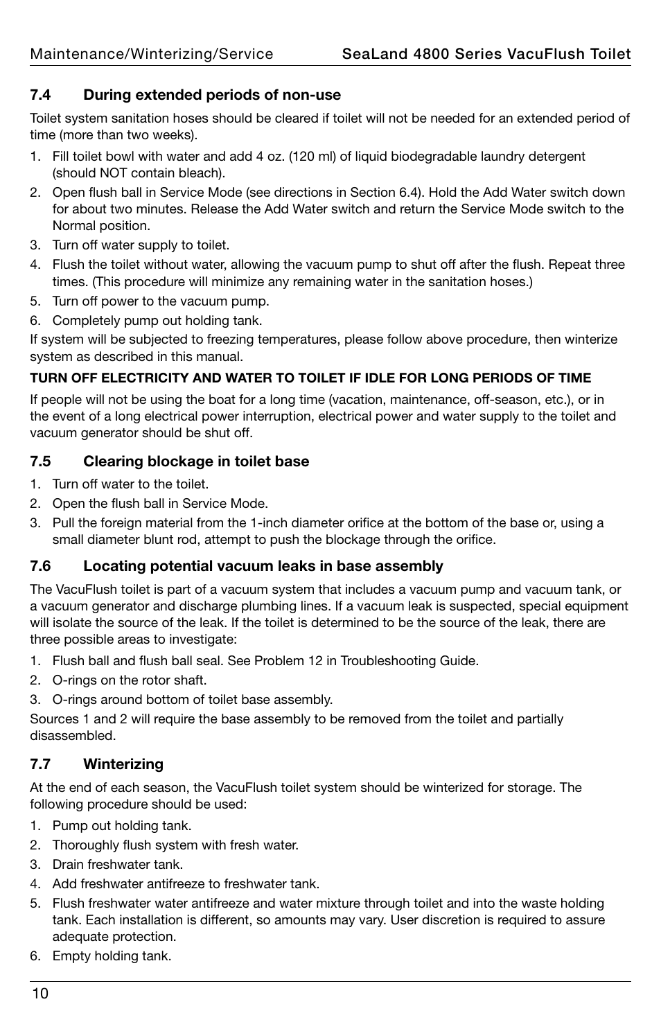SeaLand 4800 Series VacuFlush User Manual | Page 10 / 116
