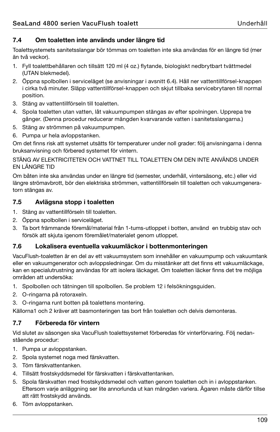 SeaLand 4800 Series VacuFlush User Manual | Page 109 / 116