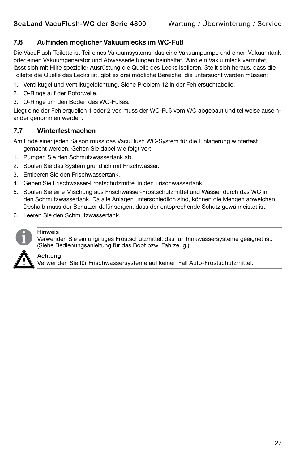 SeaLand 4800 Series VacuFlush User Manual | Page 27 / 116