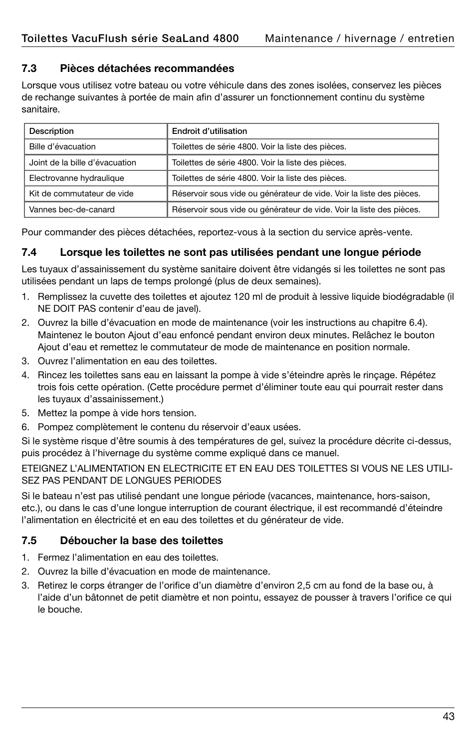 SeaLand 4800 Series VacuFlush User Manual | Page 43 / 116