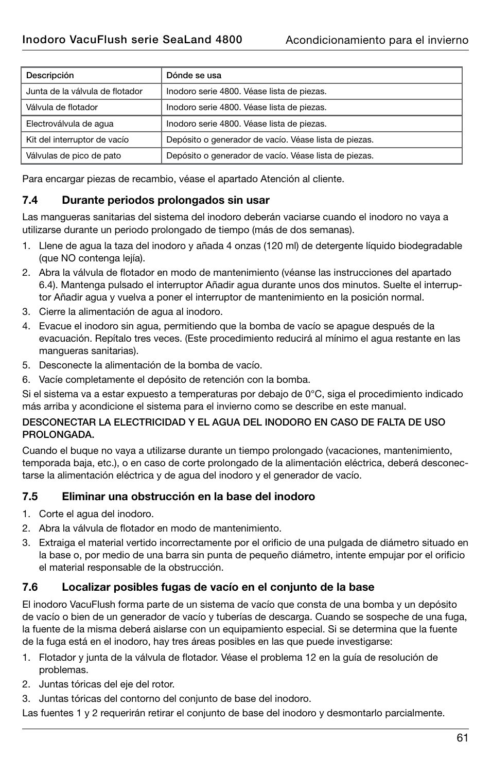 SeaLand 4800 Series VacuFlush User Manual | Page 61 / 116