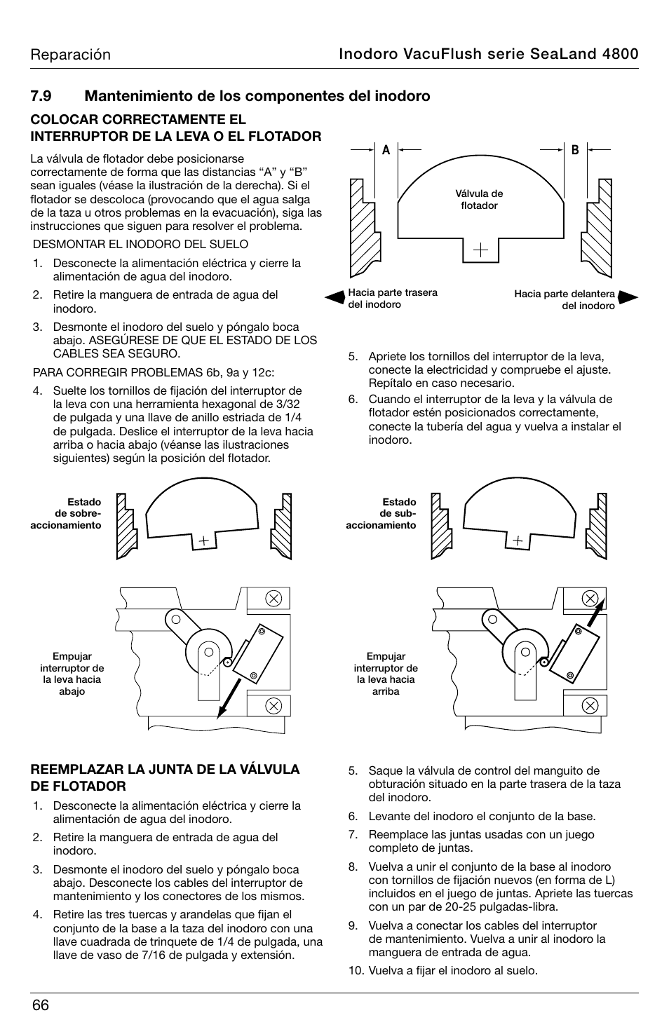 Inodoro vacuflush serie sealand 4800 reparación | SeaLand 4800 Series VacuFlush User Manual | Page 66 / 116