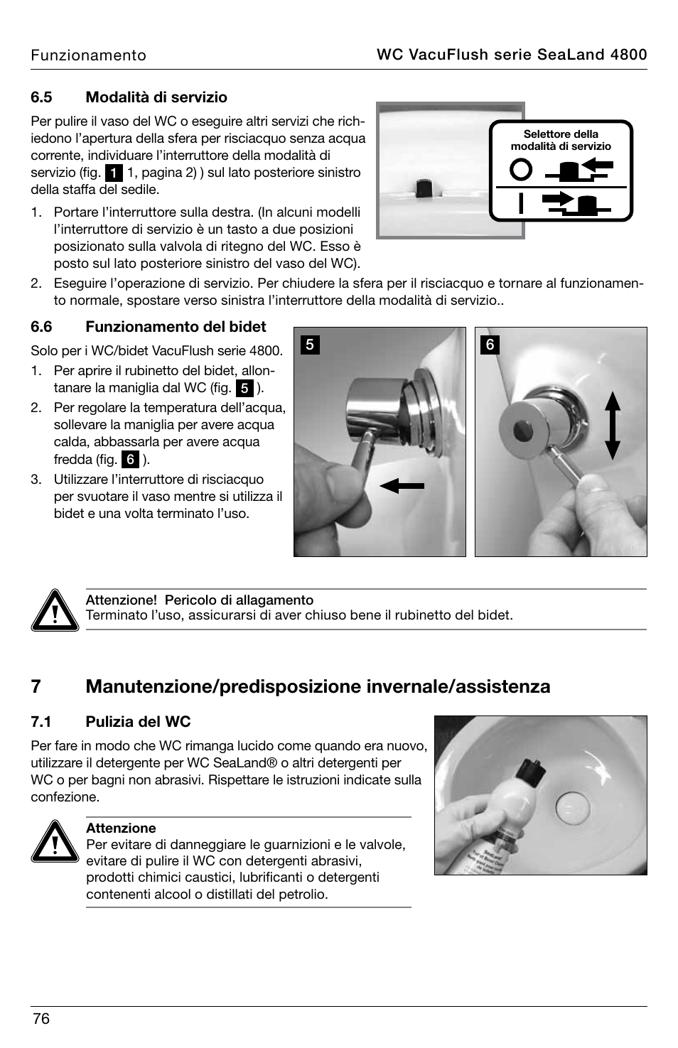 7manutenzione/predisposizione invernale/assistenza | SeaLand 4800 Series VacuFlush User Manual | Page 76 / 116