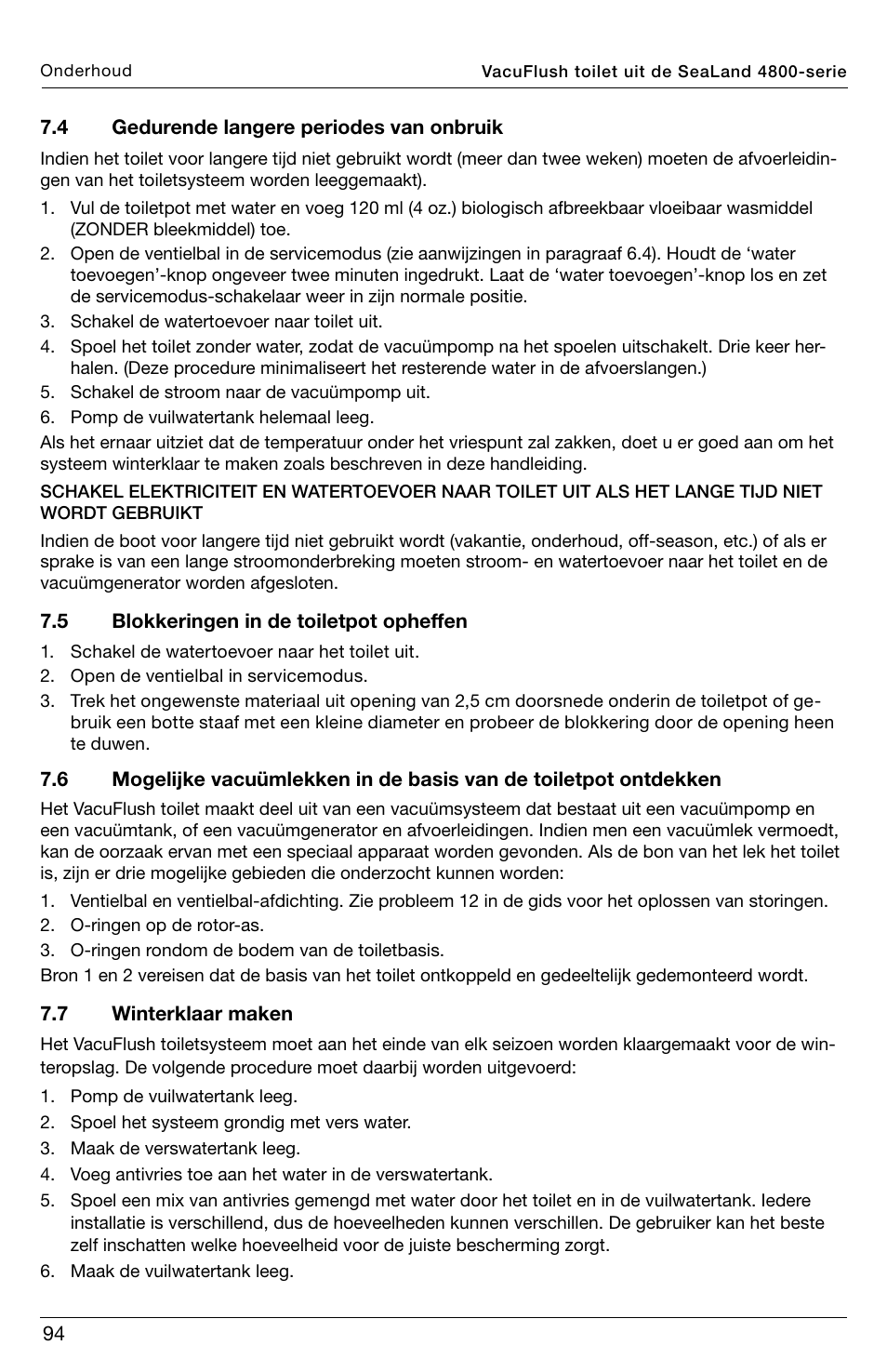 SeaLand 4800 Series VacuFlush User Manual | Page 94 / 116