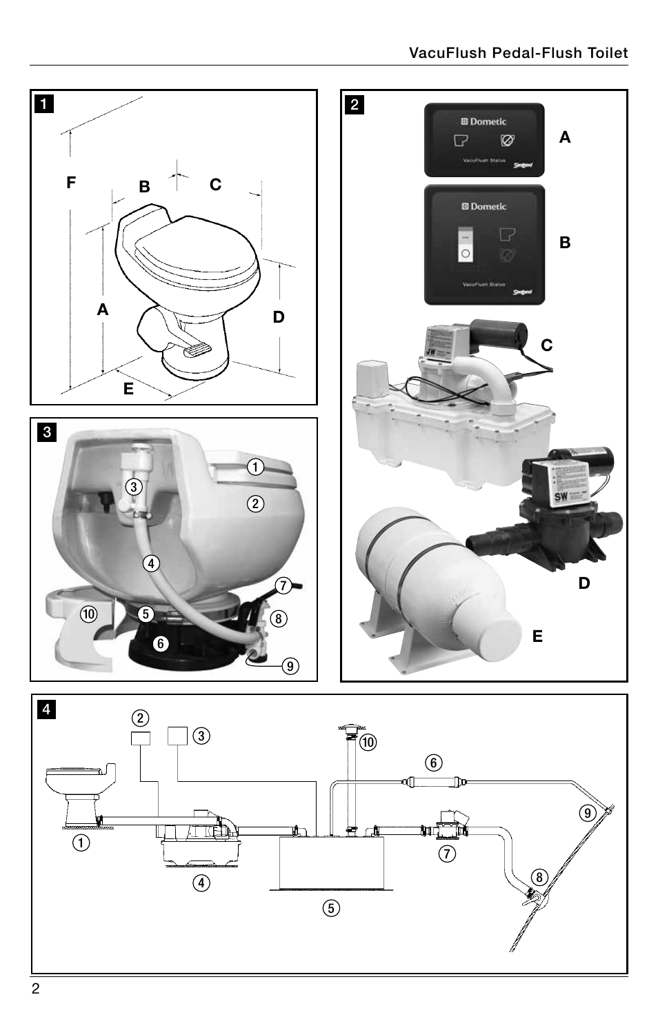 Reference illustrations | SeaLand 548+ VacuFlush Toilets User Manual | Page 2 / 16