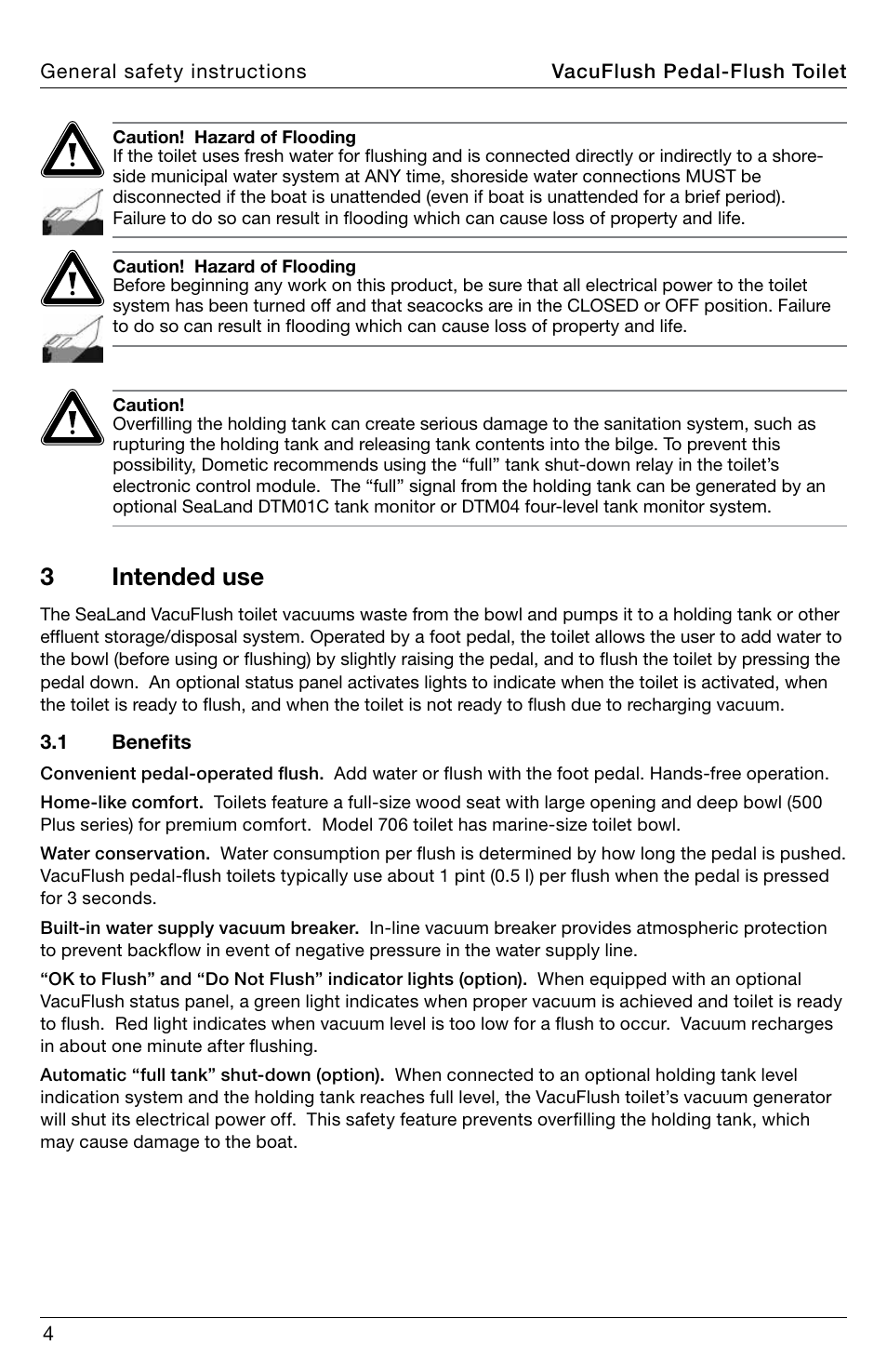 Intended use, 3intended use | SeaLand 548+ VacuFlush Toilets User Manual | Page 4 / 16