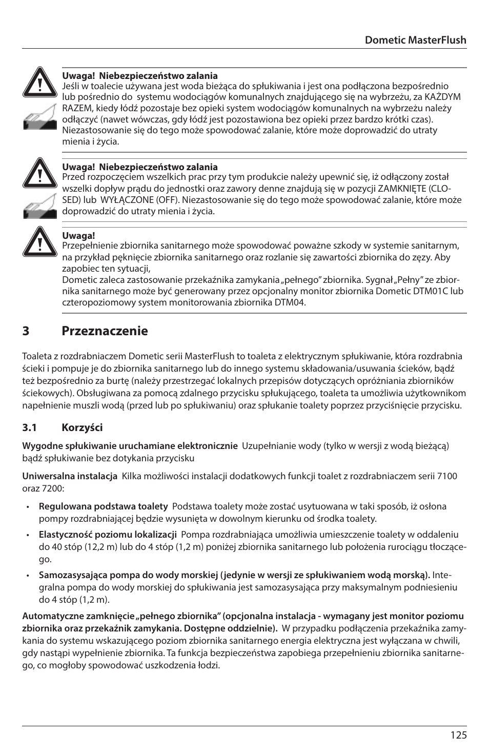 3 przeznaczenie | SeaLand 7200 Series MasterFlush Orbit User Manual | Page 125 / 164
