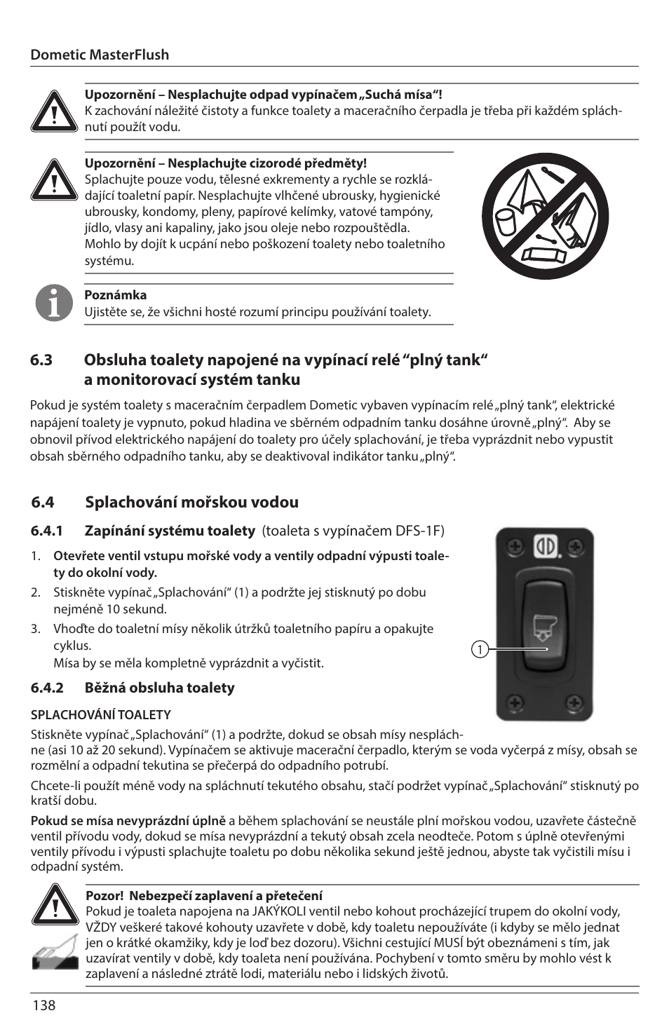 4 splachování mořskou vodou | SeaLand 7200 Series MasterFlush Orbit User Manual | Page 138 / 164