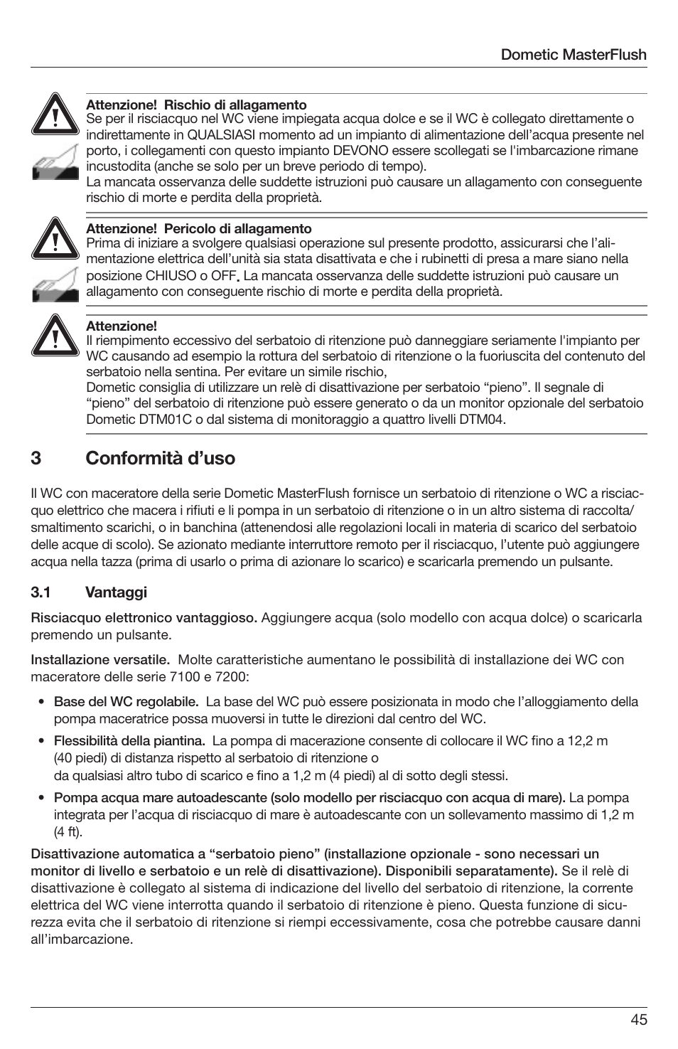 3conformità d’uso | SeaLand 7200 Series MasterFlush Orbit User Manual | Page 45 / 164