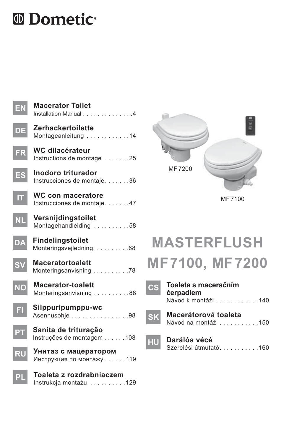 SeaLand 7200 Series MasterFlush Toilet Installation User Manual | 172 pages